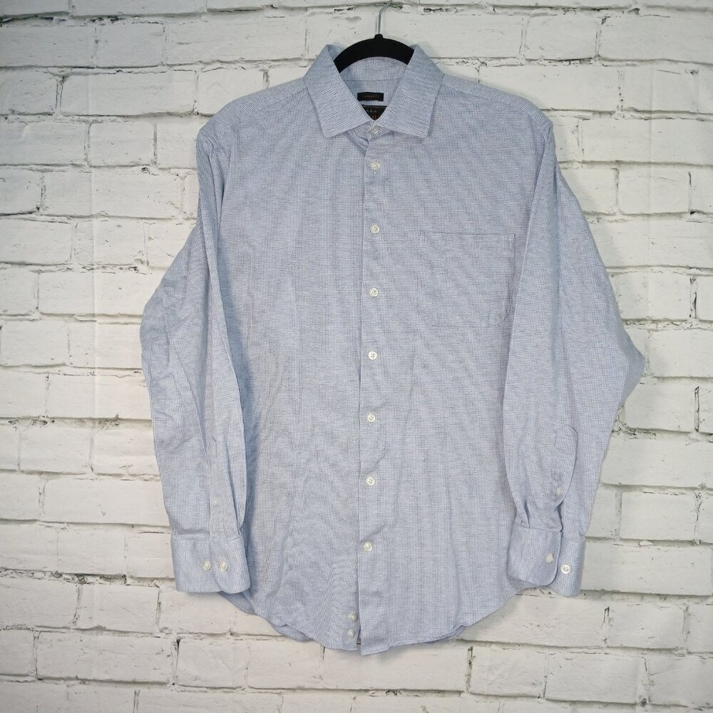 JOS. A BANK RESERVE TAILOR FIT LIGHT BLUE CHECKED LONG SLEEVE BUTTON DOWN LARGE
